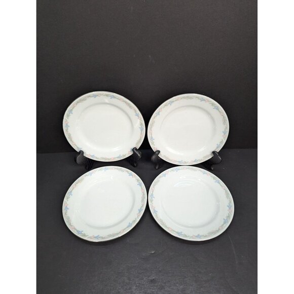 Illusions By Excel Scene 1 Floral Rim 7" Bread Plate Replacement Set of 4 - Picture 2 of 9